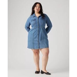 LEVI'S Flynn Western Denim Button Front Mini Dress XL